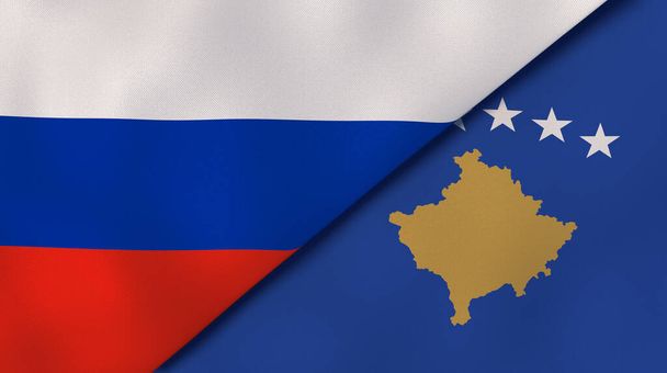 Dois estados bandeiras da Rússia e Kosovo. Fundo de negócios de alta qualidade. ilustração 3d
 - Foto, Imagem
