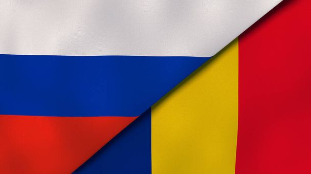 Dos estados banderas de Rusia y Rumania. Fondo de negocio de alta calidad. ilustración 3d
 - Foto, imagen