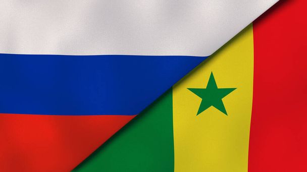 Deux États drapeaux de la Russie et du Sénégal. Une expérience professionnelle de haute qualité. Illustration 3d
 - Photo, image