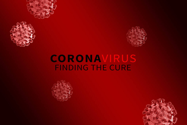 Coronavirus Βρίσκοντας τη θεραπεία Ενημέρωση 3D Εικονογράφηση. Μαύρος και κόκκινος σχεδιασμός συναγερμού της θεραπείας ή του εμβολίου σπάσιμο πληροφορίες ειδήσεων σχετικά με coronavirus. - Φωτογραφία, εικόνα