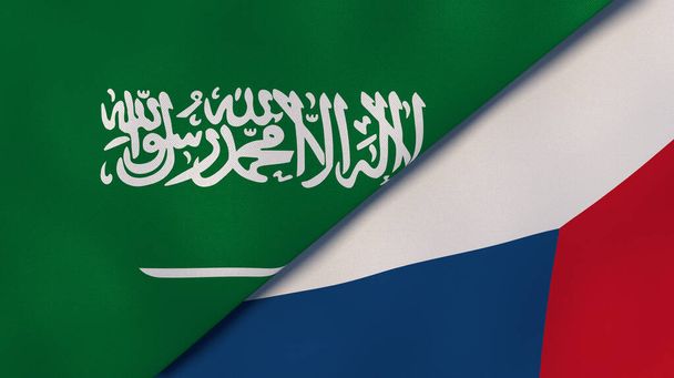 Dos estados banderas de Arabia Saudita y República Checa. Fondo de negocio de alta calidad. ilustración 3d
 - Foto, Imagen