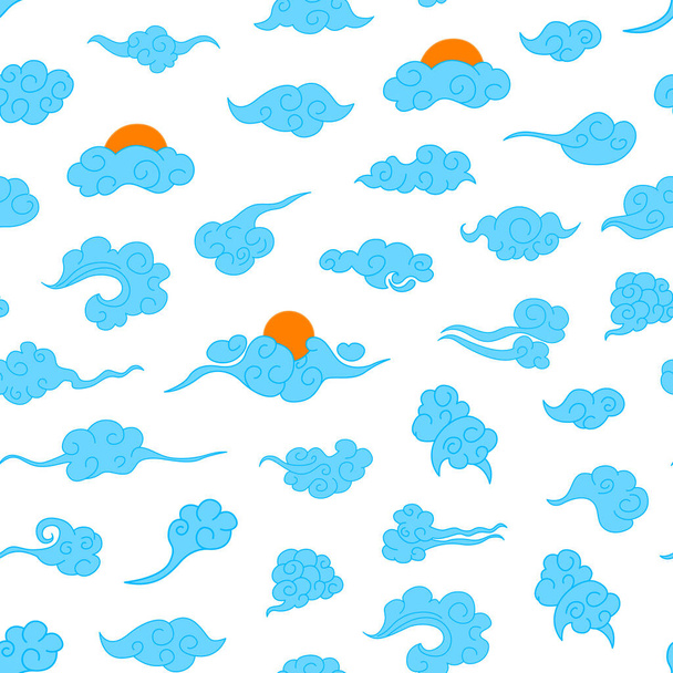Cartoon Chinese Clouds Concept Seamless Pattern Background. Vector - Vector, imagen