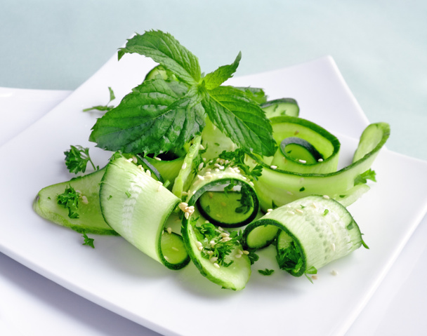 Cucumber salad with greens and sesame - Photo, Image