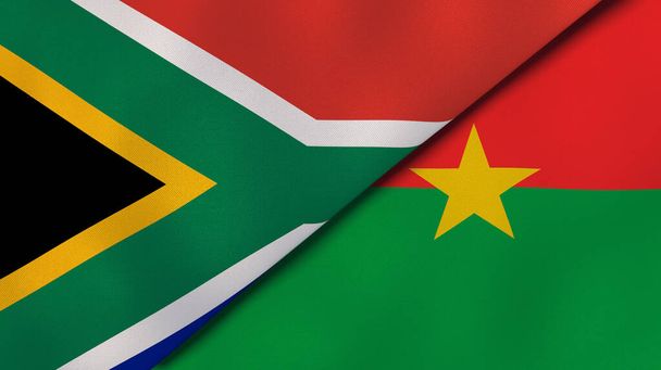 Deux États drapeaux de l'Afrique du Sud et du Burkina Faso. Une expérience professionnelle de haute qualité. Illustration 3d
 - Photo, image