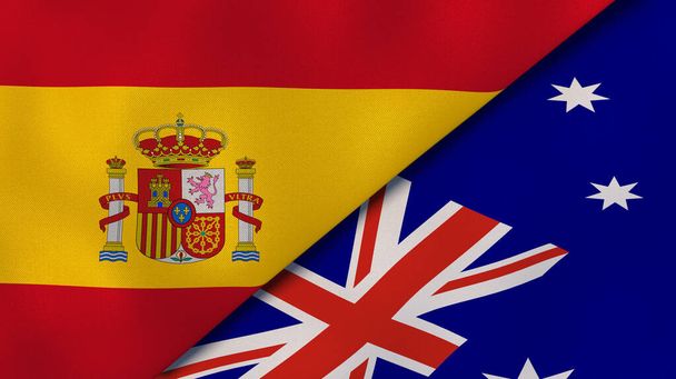 Флаги двух штатов Испании и Австралии. Высококачественный бизнес-фон. 3d иллюстрация
 - Фото, изображение