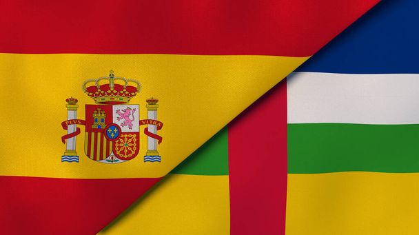 Dos estados banderas de España y República Centroafricana. Fondo de negocio de alta calidad. ilustración 3d
 - Foto, Imagen
