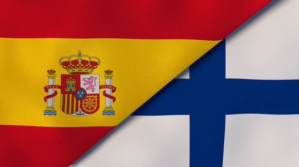 Флаги двух штатов Испании и Финляндии. Высококачественный бизнес-фон. 3d иллюстрация
 - Фото, изображение