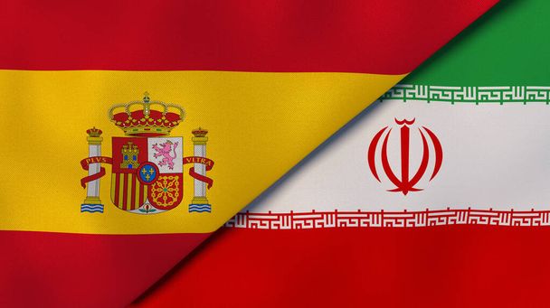 Флаги двух государств Испании и Ирана. Высококачественный бизнес-фон. 3d иллюстрация
 - Фото, изображение