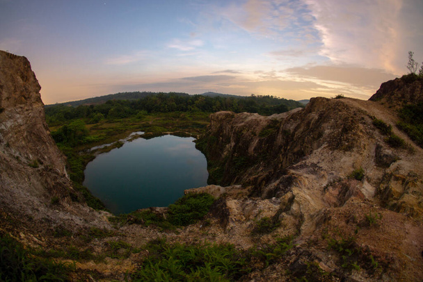 Beautiful hand made lake at Guar Petai, Penang view from rock mountain. - Photo, Image