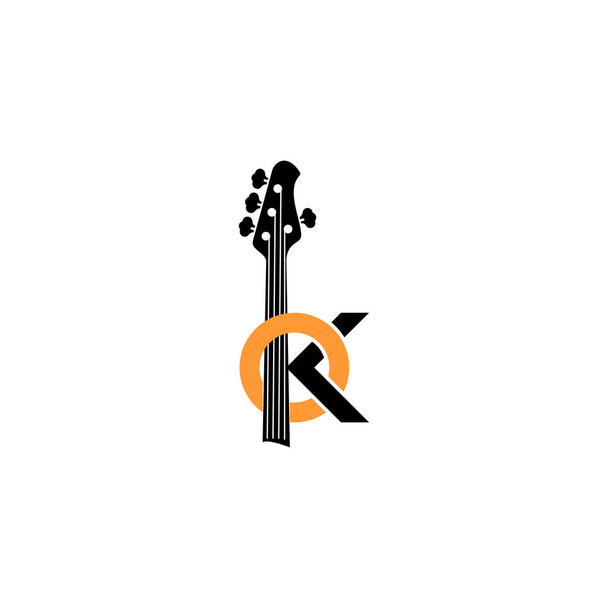 diseño del logo sobre el concepto de bajo guitarrista con ilustración de bajo en vector
 - Vector, imagen