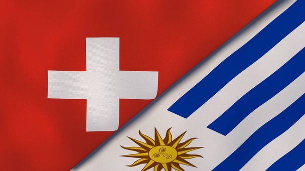 Dos estados banderas de Suiza y Uruguay. Fondo de negocio de alta calidad. ilustración 3d
 - Foto, Imagen