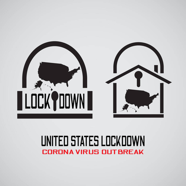 Vector illustratie van de Verenigde Staten lockdown. Corona virus. covid-19 ziekte - Vector, afbeelding