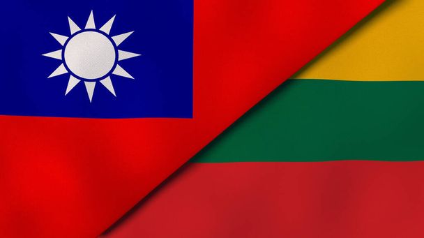 Deux États drapeaux de Taïwan et de Lituanie. Une expérience professionnelle de haute qualité. Illustration 3d
 - Photo, image