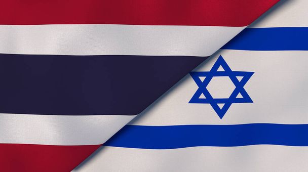 Державні прапори Таїланду та Ізраїлю. Високоякісне ділове минуле. 3d ілюстрація - Фото, зображення
