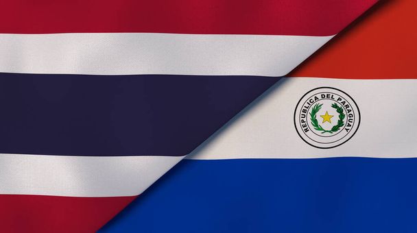 Thaimaan ja Paraguayn liput. Laadukas yritystausta. 3d kuva
 - Valokuva, kuva