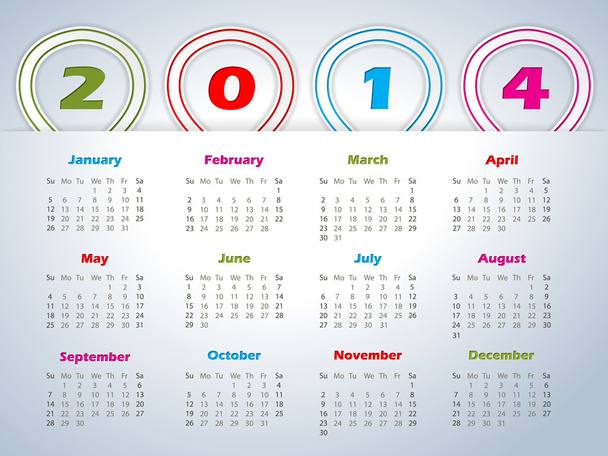 バルーン 2014年カレンダー形リボン - ベクター画像
