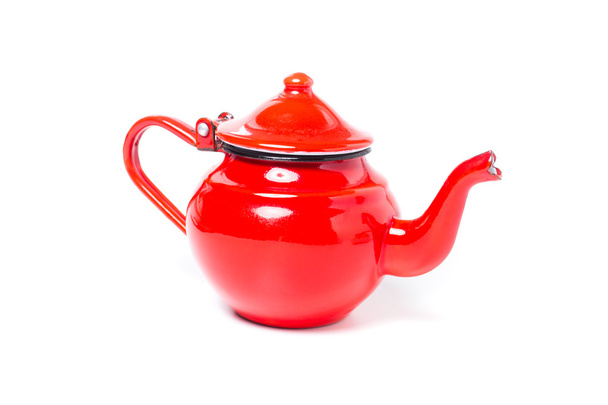 kovové červené čajník - Fotografie, Obrázek