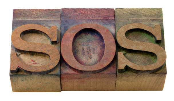 Sos sign in letterpress type - Photo, image