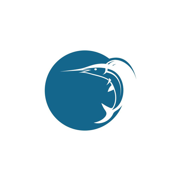 blauer Marlin Fisch Symbol Logo Illustration Vektor - Vektor, Bild