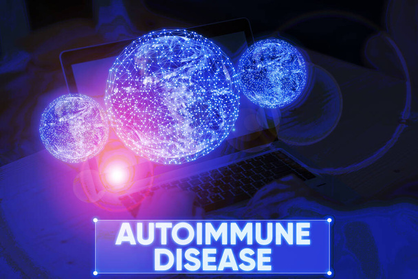 Woord schrijven tekst Autoimmune Ziekte. Business concept voor lichaamsweefsels worden aangevallen door zijn eigen immuunsysteem Elementen van dit beeld geleverd door Nasa. - Foto, afbeelding