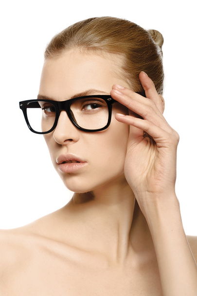 vonzó nő, szemüveg - Fotó, kép