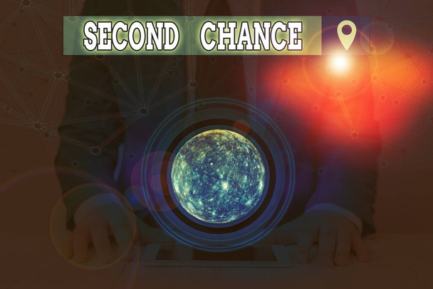 Handwriting text Second Chance. Concept meaning opportunity to try something again after failing one time Elements of this image furnished by NASA. - Φωτογραφία, εικόνα