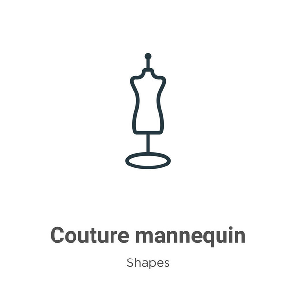 Couture mannequin outline vector pictogram. Dunne lijn zwarte couture etalagepop pictogram, platte vector eenvoudige element illustratie van bewerkbare vormen concept geïsoleerde slag op witte achtergrond - Vector, afbeelding