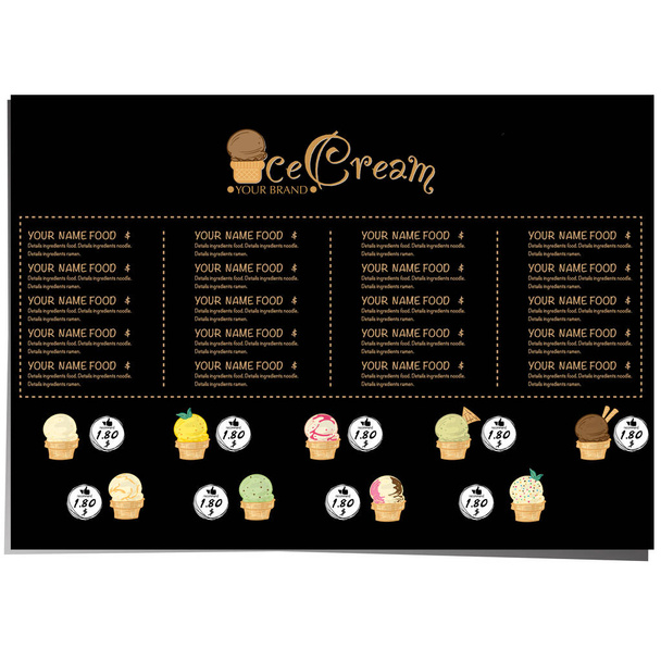 menu template Ice cream dessert restaurant brand design - Vector, Image