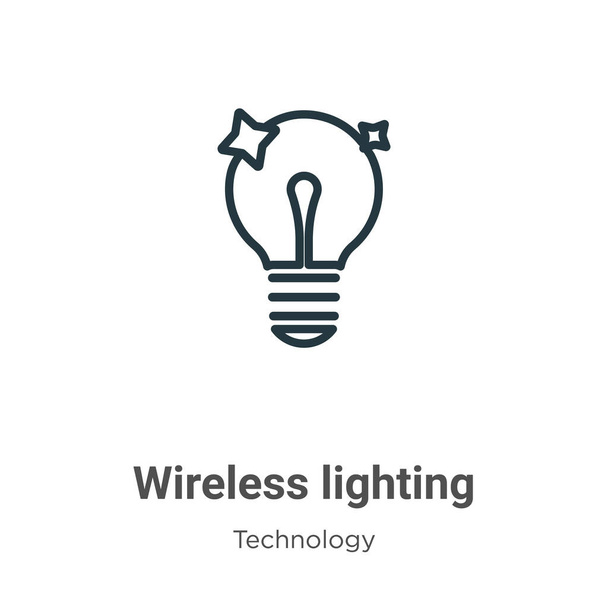 Wireless lighting outline vector icon. Thin line black wireless lighting icon, flat vector simple element illustration from editable technology concept isolated stroke on white background - Vector, Image