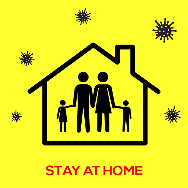 Stay at home awareness social media campaign and coronavirus prevention. Vector. - Vector, Image