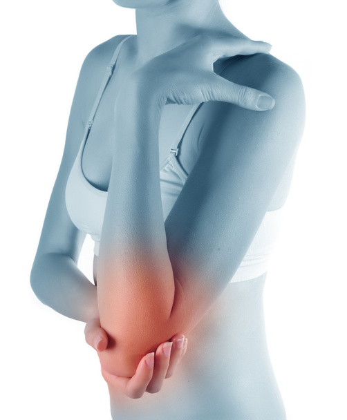 Pain in an elbow joint. sports trauma. Concept photo. - Photo, Image
