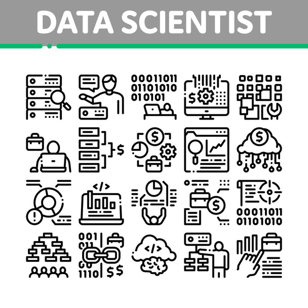 Ensemble d'icônes de collecte de travailleurs Data Scientist vecteur
 - Vecteur, image