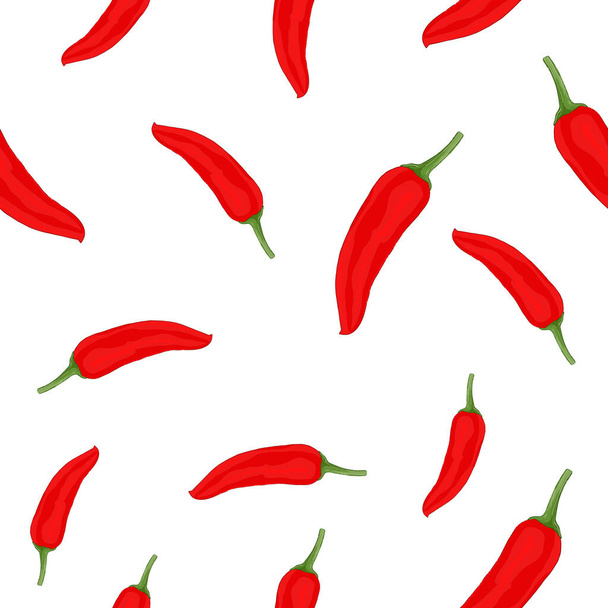 Seamless chili pepper background. Can be used for postcards, invitations, advertising, web, textile, menu and other. - Vector, imagen