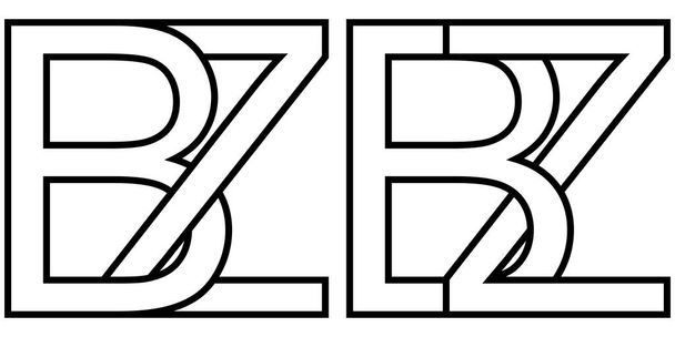Logó jel bz zb ikon jel két átlapolt betű b, z vektor logó bz, zb első nagybetű minta ábécé b, z - Vektor, kép