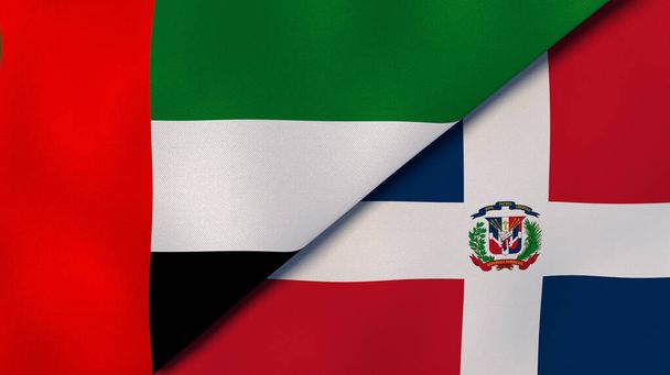 Dos estados banderas de Emiratos Árabes Unidos y República Dominicana. Fondo de negocio de alta calidad. ilustración 3d
 - Foto, imagen