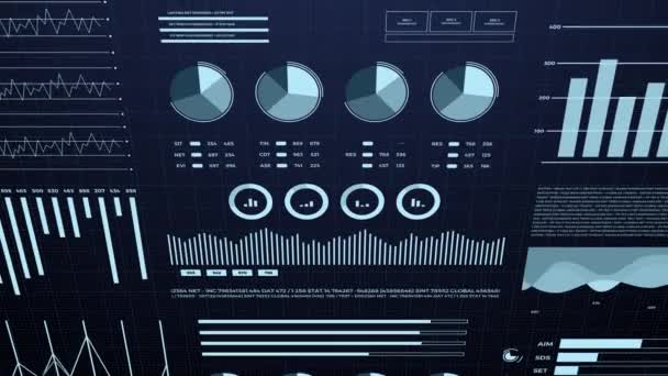 Statistieken, gegevens over de financiële markten, analyse en verslagen, cijfers en grafieken. 3d infographics animatie 4K. - Video