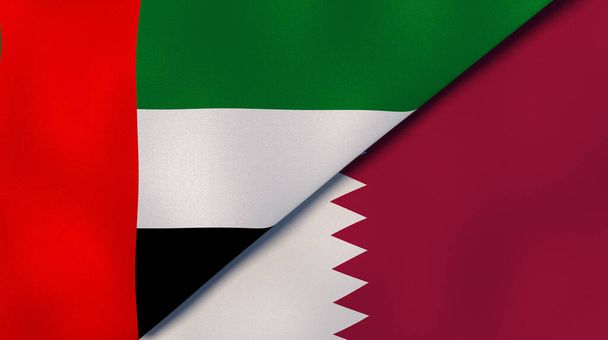 Dos estados banderas de Emiratos Árabes Unidos y Qatar. Fondo de negocio de alta calidad. ilustración 3d
 - Foto, imagen