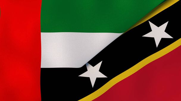 Dos estados banderas de Emiratos Árabes Unidos y San Cristóbal y Nieves. Fondo de negocio de alta calidad. ilustración 3d
 - Foto, imagen