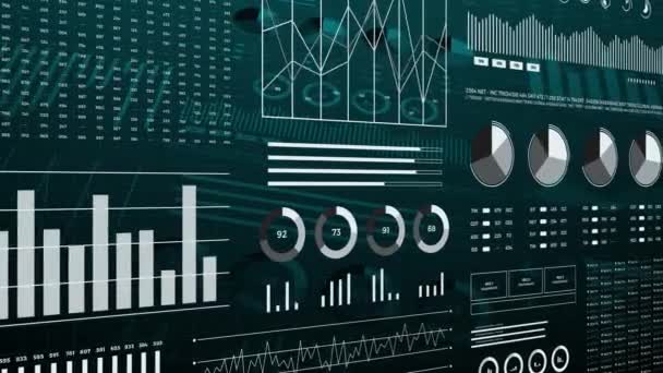 Statistieken, gegevens over de financiële markten, analyse en verslagen, cijfers en grafieken. 3d infographics animatie 4K. - Video