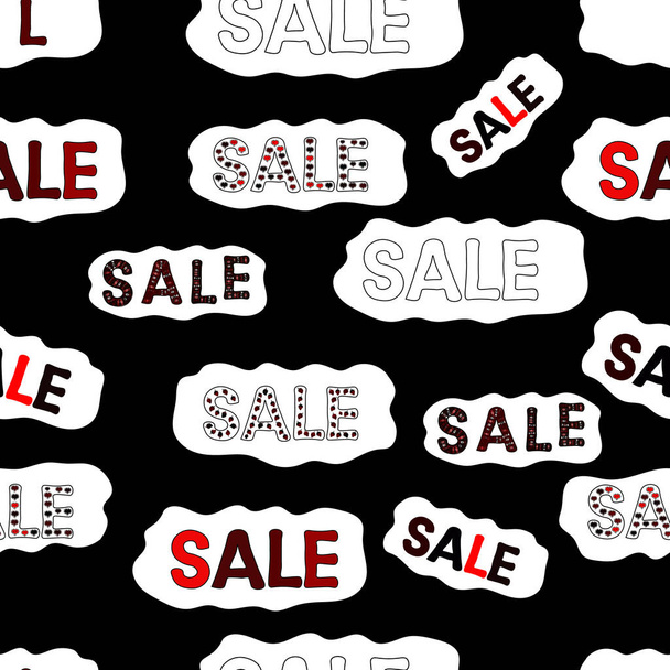 Sale banner template with cute elements in colorful background. Vector. Summer background. Card for shoping. Seamless pattern. Promotion offer with nice elements decoration in white, red, black colors - Vektör, Görsel