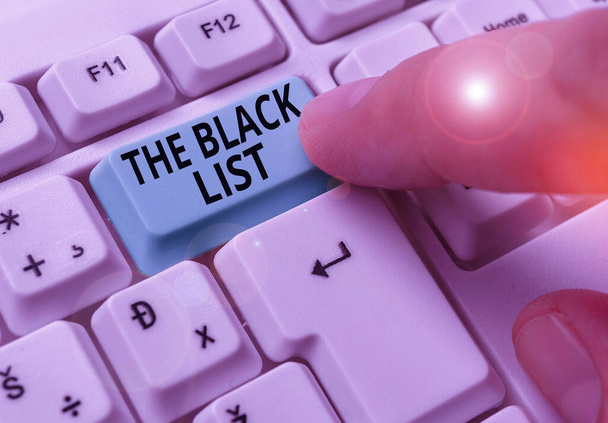 Writing note showing TheBlack List. Business photo showcasing list of demonstratings who are disapproved of or are to be punished. - Photo, Image