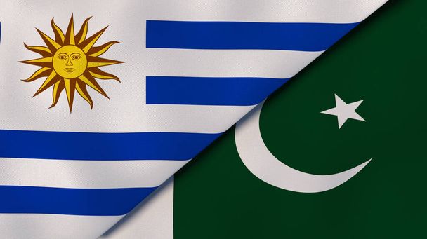 Dois estados bandeiras do Uruguai e Paquistão. Fundo de negócios de alta qualidade. ilustração 3d
 - Foto, Imagem