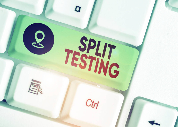 Conceptual hand writing showing Split Testing. Business photo text issuing the traffic of a website between two different URLs. - Photo, Image