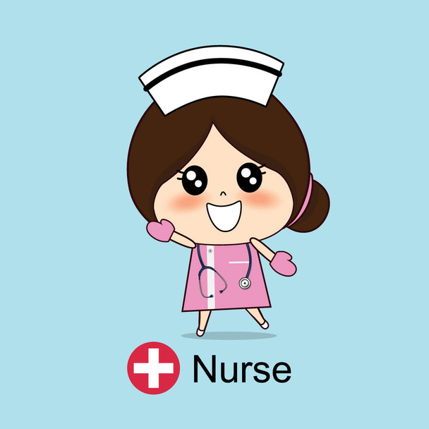 Cartoon character Nurse Design, Medical worker, Medical concept. Vector illustration design. - Vetor, Imagem