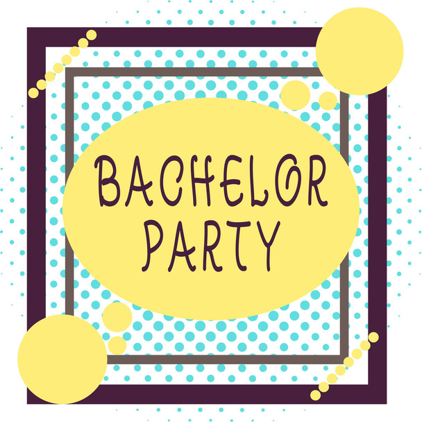Word writing text Bachelor Party. Business concept for a party given for a analysis who is about to get married Asymmetrical uneven shaped format pattern object outline multicolour design. - Photo, Image