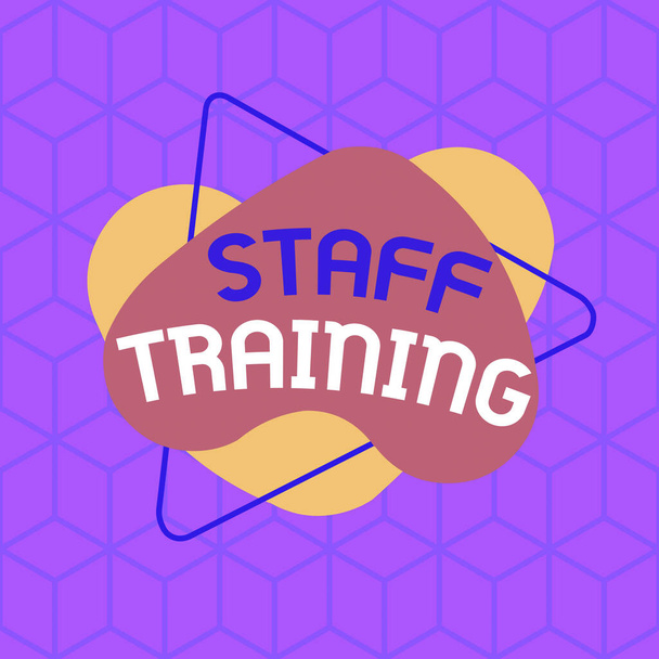 Conceptual hand writing showing Staff Training. Business photo text program that is designed to increase the technical skills Asymmetrical format pattern object outline multicolor design. - Photo, Image