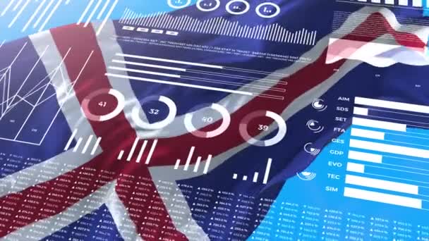 Island Informationsanalyseberichte und Finanzdaten, Infografiken zeigen Animationen mit Flagge, Spaltennummern und Tortengrafik. Finanzwissenschaftliche und medizinische Themen. - Filmmaterial, Video