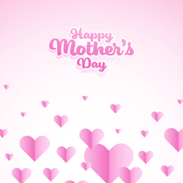 Happy Mothers Day Concept with Pink Paper Hearts. - Вектор, зображення