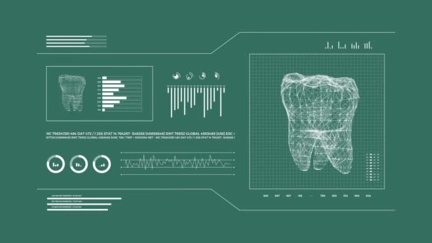 Digitale 3D-Animation zur Zahnuntersuchung. Digitale Zahnarzt- oder Dentalsoftware-Anwendung 4k. - Filmmaterial, Video