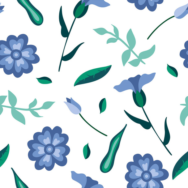Wild flower seamless pattern. Summer botanical motifs. Beautiful background for fashion, prints. Flat style vector illustration - Vektor, obrázek